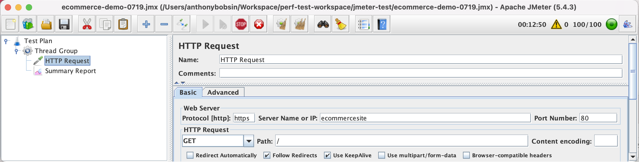 JMeter HTTP request