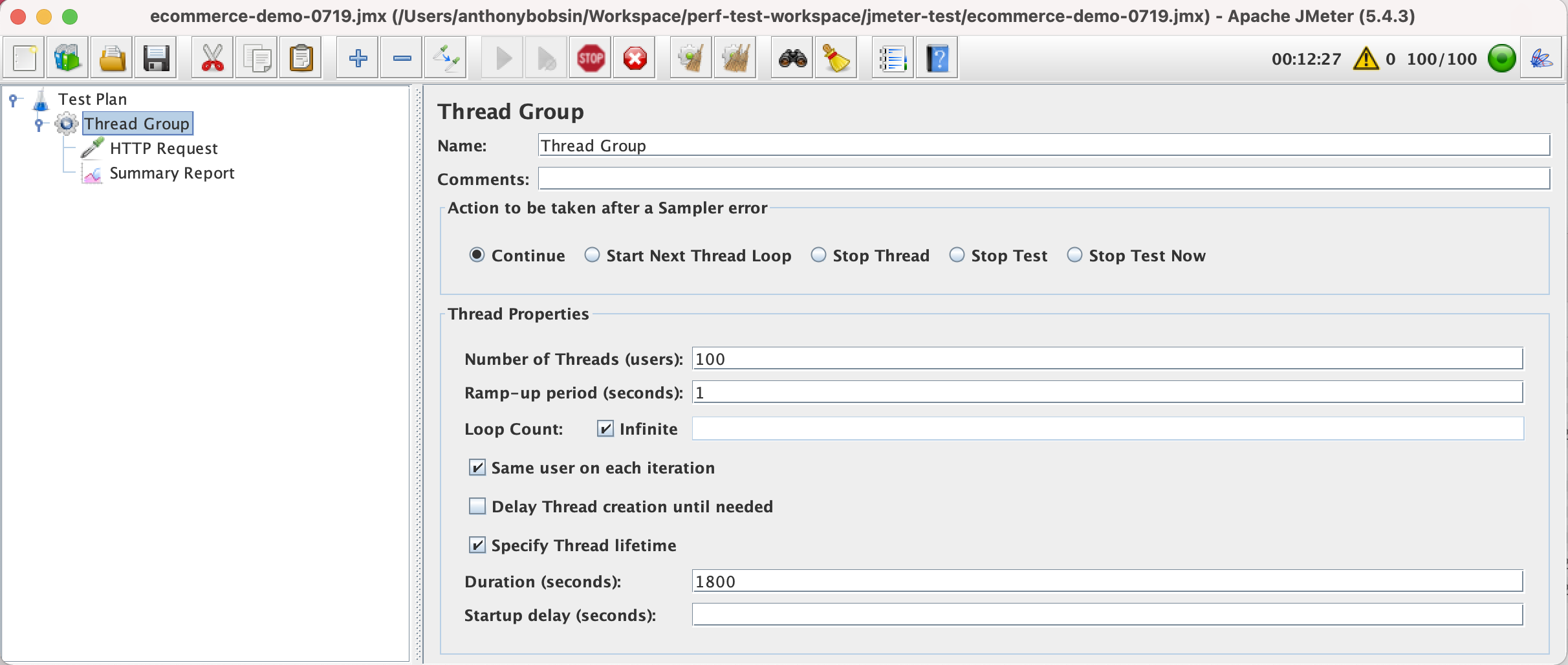 JMeter thread group